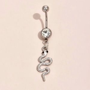 Snake rhinestone decor belly ring